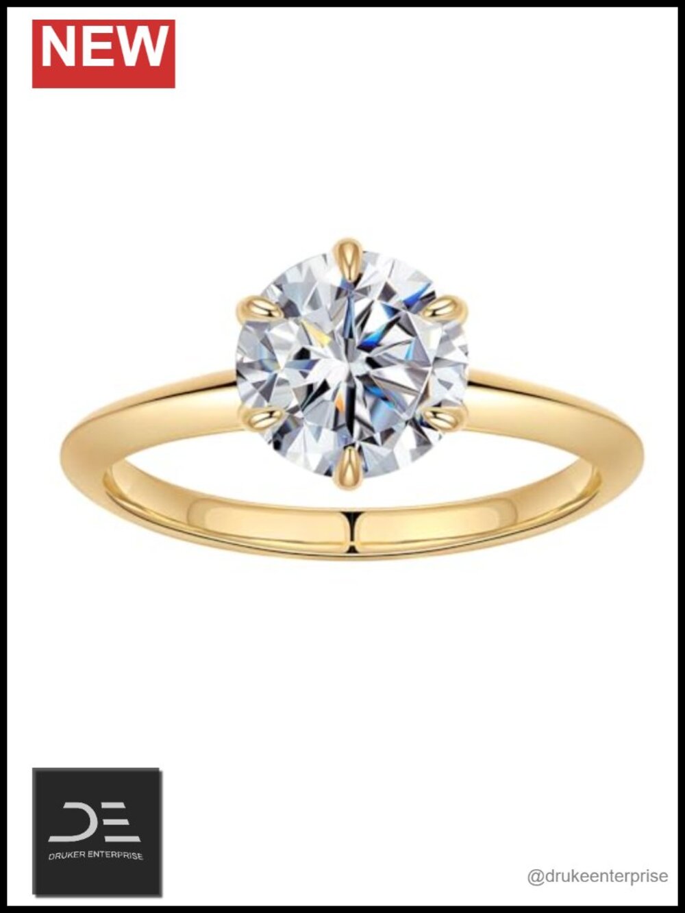 2ct Moissanite Engagement Ring, 925 Sterling Silver